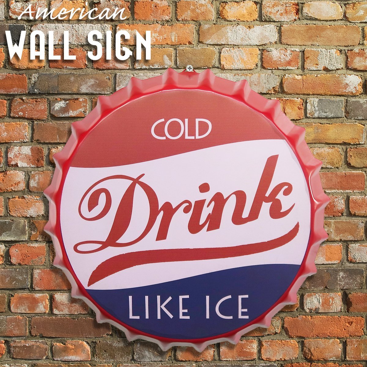 王冠 ブリキ看板 蓋 ドリンク COLD 瓶 ウォールサイン アメリカン雑貨 ヴィンテージ アメリカンレトロ 雑貨 35cm BZ-194