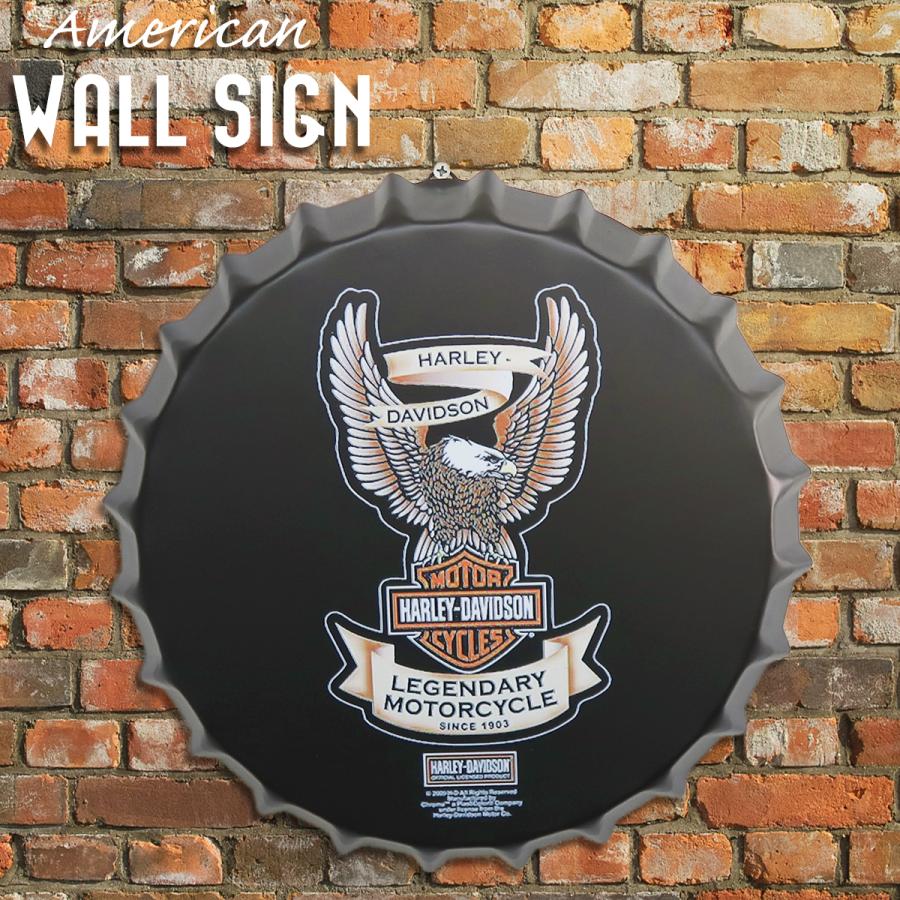王冠 ブリキ看板 蓋 ハーレーダビッドソン HARLEY DAVIDSON ウォールサイン アメリカン雑貨 ヴィンテージ アメリカンレトロ 雑貨 35cm BZ-192