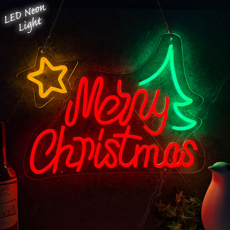 LEDネオンサイン ネオン管風 クリスマス Christmas インテリア 壁掛け ライト LED ネオンサイン 看板 サインボード 光る 光る看板 ネオン NK-57