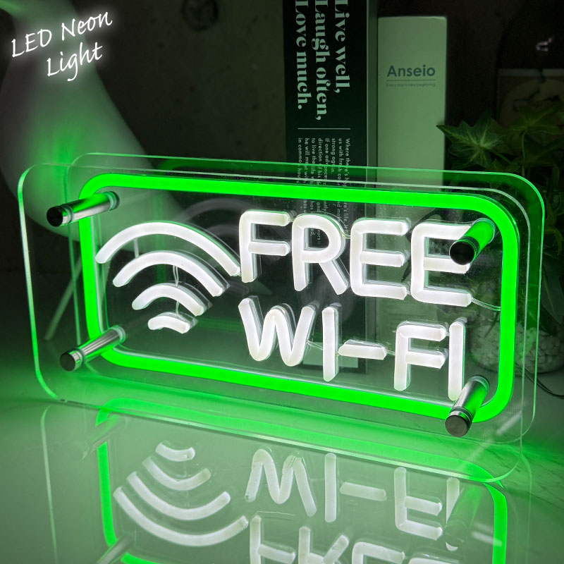 LEDネオンサイン ネオン管風 FREE WI-FI インテリア ライト LED ネオンサイン 看板 サインボード 光る 光る看板 ネオン 部屋 玄関 子供部屋 NK-69