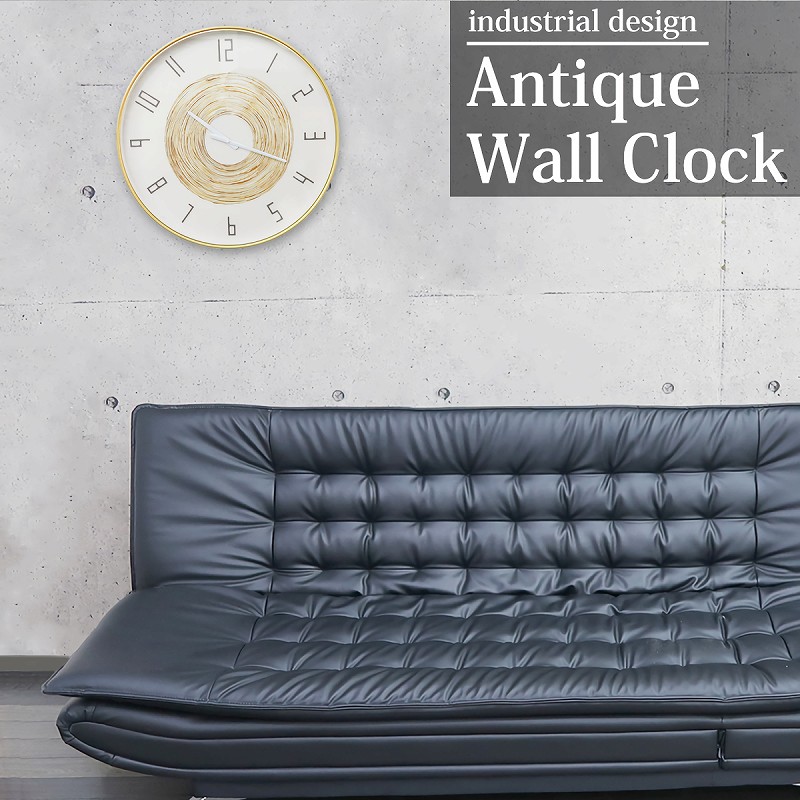 ウォールクロック 壁掛け時計 アンティーク インダストリアル レトロ ヴィンテージ モダン おしゃれ カフェ 店舗 白 60×60cm BT-87WH