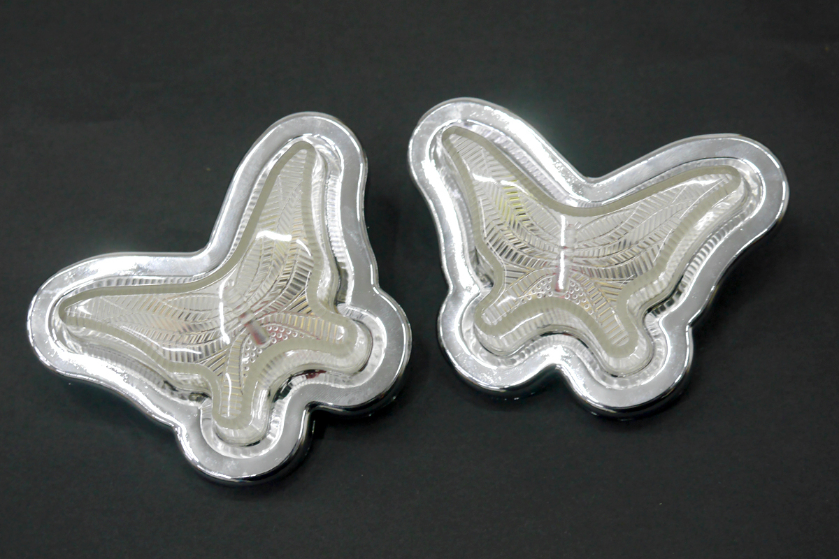 24V レア物 レトロ 蝶 マーカーランプ デコトラパーツ トラックパーツ 2個set ホワイト