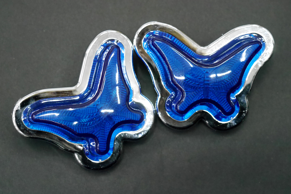 24V レア物 レトロ 蝶 マーカーランプ デコトラパーツ トラックパーツ 2個set ブルー